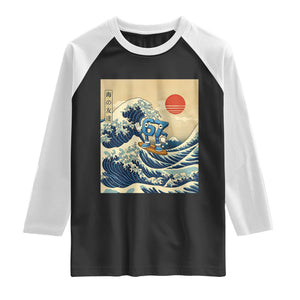 Funny Six Seven Surfing Raglan Shirt The Great Wave Kanagawa Japanese 67 Brainrot Meme TS14 Black White Print Your Wear