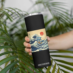 Funny Six Seven Surfing Skinny Tumbler The Great Wave Kanagawa Japanese 67 Brainrot Meme TS14 Print Your Wear