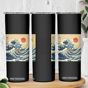 Funny Six Seven Surfing Skinny Tumbler The Great Wave Kanagawa Japanese 67 Brainrot Meme TS14 Print Your Wear