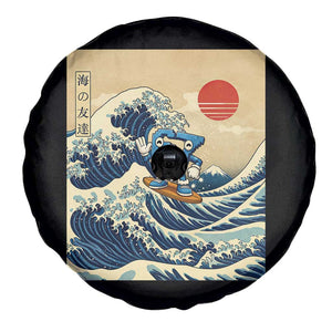 Funny Six Seven Surfing Spare Tire Cover The Great Wave Kanagawa Japanese 67 Brainrot Meme TS14 Print Your Wear