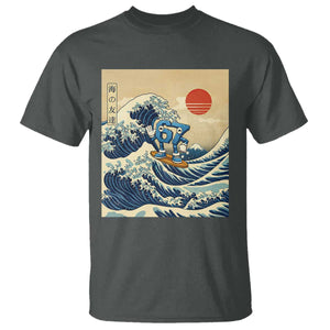 Funny Six Seven Surfing T Shirt The Great Wave Kanagawa Japanese 67 Brainrot Meme TS14 Dark Heather Print Your Wear