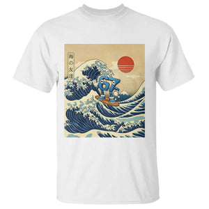 Funny Six Seven Surfing T Shirt The Great Wave Kanagawa Japanese 67 Brainrot Meme TS14 White Print Your Wear