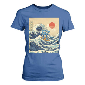 Funny Six Seven Surfing T Shirt For Women The Great Wave Kanagawa Japanese 67 Brainrot Meme TS14 Royal Blue Print Your Wear