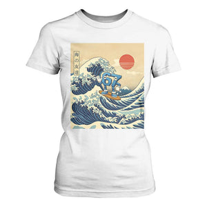 Funny Six Seven Surfing T Shirt For Women The Great Wave Kanagawa Japanese 67 Brainrot Meme TS14 White Print Your Wear