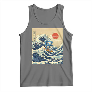 Funny Six Seven Surfing Tank Top The Great Wave Kanagawa Japanese 67 Brainrot Meme TS14 Black Heather Print Your Wear