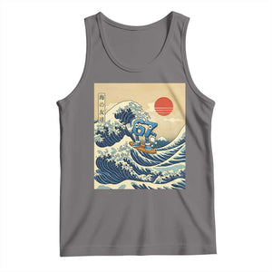 Funny Six Seven Surfing Tank Top The Great Wave Kanagawa Japanese 67 Brainrot Meme TS14 Deep Heather Print Your Wear