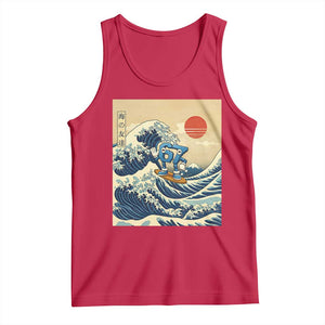 Funny Six Seven Surfing Tank Top The Great Wave Kanagawa Japanese 67 Brainrot Meme TS14 Red Print Your Wear