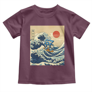 Funny Six Seven Surfing Toddler T Shirt The Great Wave Kanagawa Japanese 67 Brainrot Meme TS14 Maroon Print Your Wear