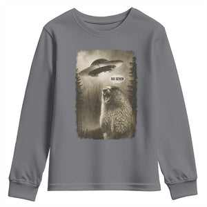 Funny Six Seven Youth Sweatshirt Screaming Groundhog UFO Meme TS14 Charcoal Print Your Wear