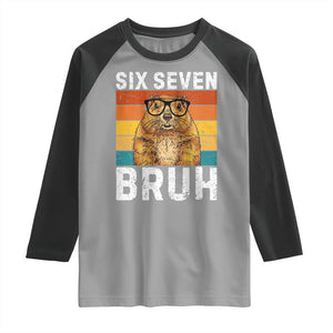 67 Groundhog Meme Raglan Shirt Funny Six Seven Bruh Groundhog Day TS14 Sport Gray Black Print Your Wear