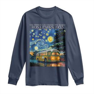 Rosa Parks Long Sleeve Shirt Starry Night Van Gogh Black History African TS14 Navy Print Your Wear