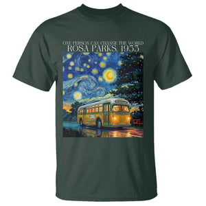 Rosa Parks T Shirt Starry Night Van Gogh Black History African TS14 Dark Forest Green Print Your Wear