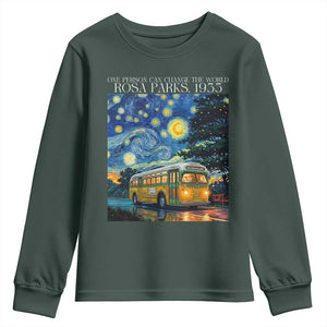 Rosa Parks Youth Sweatshirt Starry Night Van Gogh Black History African TS14 Dark Forest Green Print Your Wear