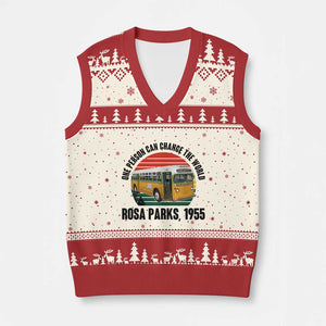 Rosa Parks V-Neck Knit Sweater Vest One Person Can Change The World TS14 Beige Red Print Your Wear