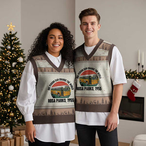 Rosa Parks V-Neck Knit Sweater Vest One Person Can Change The World TS14 Mocha Mousse Print Your Wear