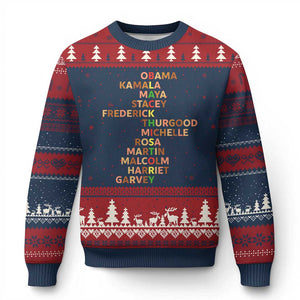 Black Leader History Melanin African American Pride Ugly Christmas Sweater TS14 Navy Red Print Your Wear