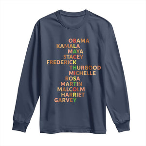 Black Leader History Melanin African American Pride Long Sleeve Shirt TS14 Navy Print Your Wear