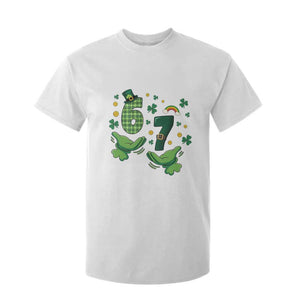67 St Patricks Day T Shirt For Kid Funny Six Seven Hands Meme TS14 White Print Your Wear