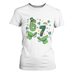 67 St Patricks Day T Shirt For Women Funny Six Seven Hands Meme TS14 White Print Your Wear