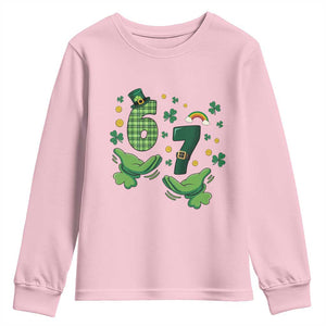 67 St Patricks Day Youth Sweatshirt Funny Six Seven Hands Meme TS14 Light Pink Print Your Wear