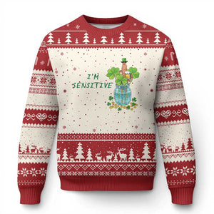 Marcus The Worm St Patricks Day Ugly Christmas Sweater I'm Sensitive TS14 Beige Red Print Your Wear