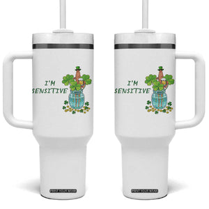 Marcus The Worm St Patricks Day Tumbler With Handle I'm Sensitive TS14 One Size: 40 oz White Print Your Wear