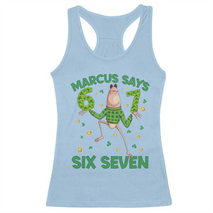 Marcus The Worm St Patricks Day Racerback Tank Top Funny 67 Six Seven Hands Meme TS14 Light Blue Print Your Wear