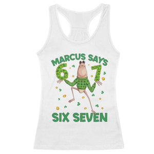 Marcus The Worm St Patricks Day Racerback Tank Top Funny 67 Six Seven Hands Meme TS14 White Print Your Wear