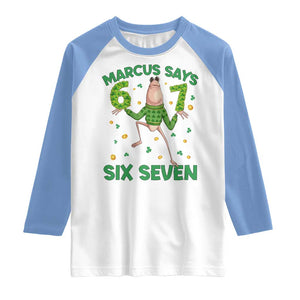 Marcus The Worm St Patricks Day Raglan Shirt Funny 67 Six Seven Hands Meme TS14 White Carolina Blue Print Your Wear