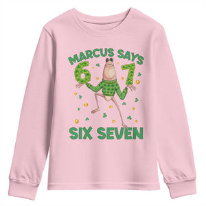 Marcus The Worm St Patricks Day Youth Sweatshirt Funny 67 Six Seven Hands Meme TS14 Light Pink Print Your Wear