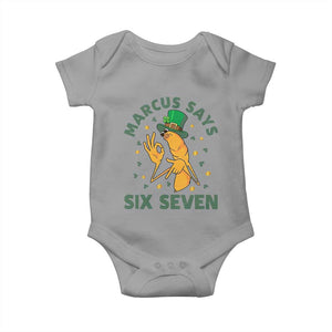 67 St Patricks Day Baby Onesie Funny Marcus The Worm Say Six Seven Meme TS14 Sport Gray Print Your Wear