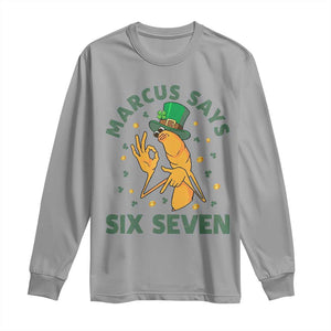 67 St Patricks Day Long Sleeve Shirt Funny Marcus The Worm Say Six Seven Meme TS14 Sport Gray Print Your Wear