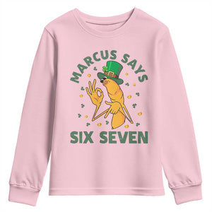 67 St Patricks Day Youth Sweatshirt Funny Marcus The Worm Say Six Seven Meme TS14 Light Pink Print Your Wear