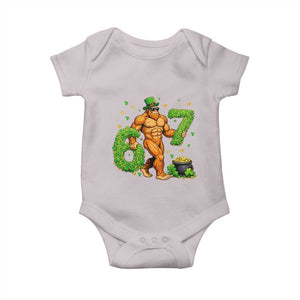 67 St Patricks Day Baby Onesie Funny Bigfoot Six Seven Shamrock Party Meme TS14 Ice Gray Print Your Wear