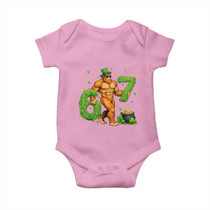 67 St Patricks Day Baby Onesie Funny Bigfoot Six Seven Shamrock Party Meme TS14 Light Pink Print Your Wear