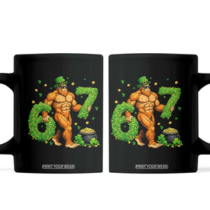67 St Patricks Day Coffee Mug Funny Bigfoot Six Seven Shamrock Party Meme TS14 Black Print Your Wear