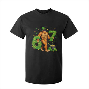 67 St Patricks Day T Shirt For Kid Funny Bigfoot Six Seven Shamrock Party Meme TS14 Black Print Your Wear
