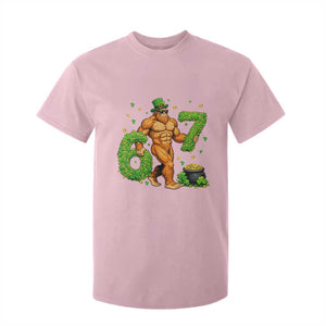 67 St Patricks Day T Shirt For Kid Funny Bigfoot Six Seven Shamrock Party Meme TS14 Light Pink Print Your Wear