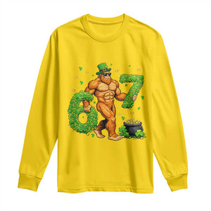 67 St Patricks Day Long Sleeve Shirt Funny Bigfoot Six Seven Shamrock Party Meme TS14 Daisy Print Your Wear