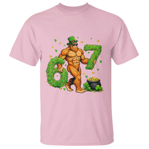 67 St Patricks Day T Shirt - Funny Bigfoot Six Seven Shamrock Party Meme Tee TS14 Light Pink Print Your Wear