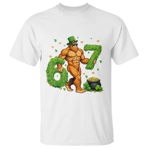 67 St Patricks Day T Shirt - Funny Bigfoot Six Seven Shamrock Party Meme Tee TS14 White Print Your Wear