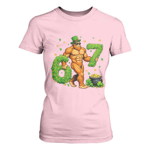 67 St Patricks Day T Shirt For Women Funny Bigfoot Six Seven Shamrock Party Meme TS14 Light Pink Print Your Wear