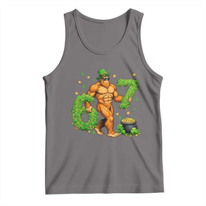67 St Patricks Day Tank Top Funny Bigfoot Six Seven Shamrock Party Meme TS14 Deep Heather Print Your Wear