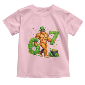 67 St Patricks Day Toddler T Shirt Funny Bigfoot Six Seven Shamrock Party Meme TS14 Light Pink Print Your Wear