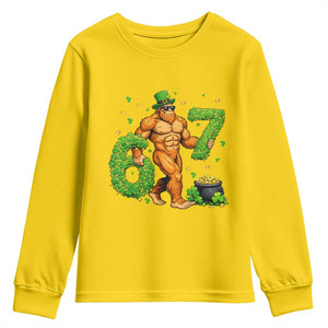 67 St Patricks Day Youth Sweatshirt Funny Bigfoot Six Seven Shamrock Party Meme TS14 Daisy Print Your Wear