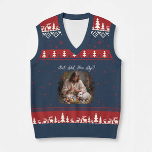 But Did You Dye V-Neck Knit Sweater Vest Funny Christian Easter Egg Dyeing TS14 Navy Red Print Your Wear