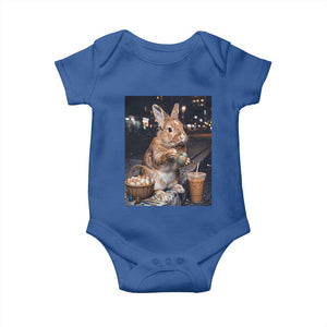 Easter Bunny Iced Coffee Baby Onesie Funny Rabbit Egg Painting TS14 Royal Blue Print Your Wear