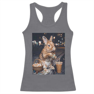 Easter Bunny Iced Coffee Racerback Tank Top Funny Rabbit Egg Painting TS14 Charcoal Print Your Wear