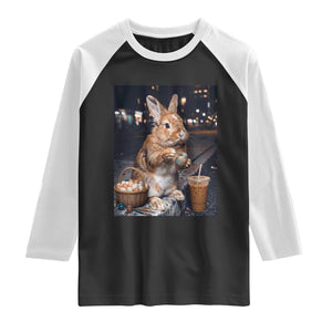 Easter Bunny Iced Coffee Raglan Shirt Funny Rabbit Egg Painting TS14 Black White Print Your Wear