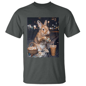 Easter Bunny Iced Coffee T Shirt Funny Rabbit Egg Painting TS14 Dark Heather Print Your Wear
